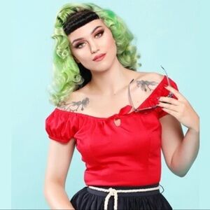 Collectif Red Bow Top